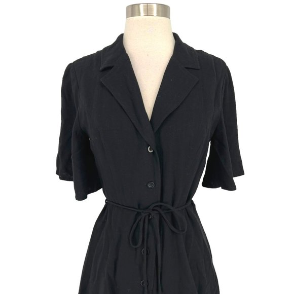 Emory Park Shirt Style Romper with Flutter Sleeves Black Size Small NWT - Picture 2 of 11